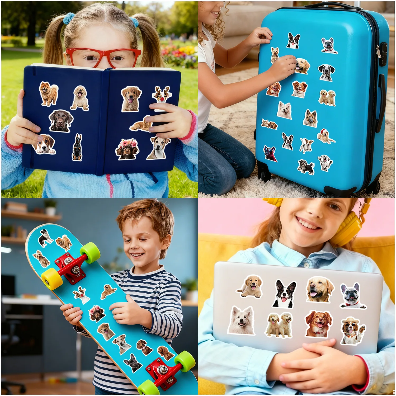 

50 шт. милых наклеек с животными, мультяшные забавные стикеры с собаками, для скрапбукинга, автомобиля, ноутбука, бутылки для воды, украшения детских игрушек