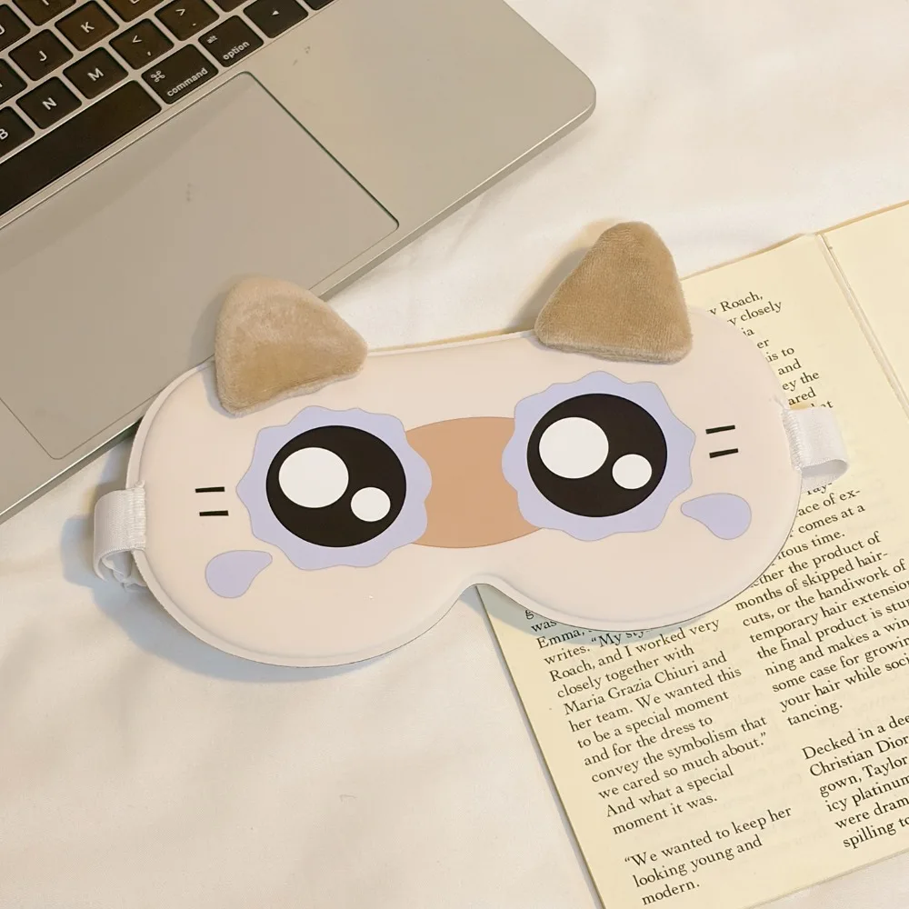 Cute Ice Silk 3D Sleep Mask Adjustable Contoured Cat Eye Sleeping Mask Breathable Lightweight Eye Cover Travel