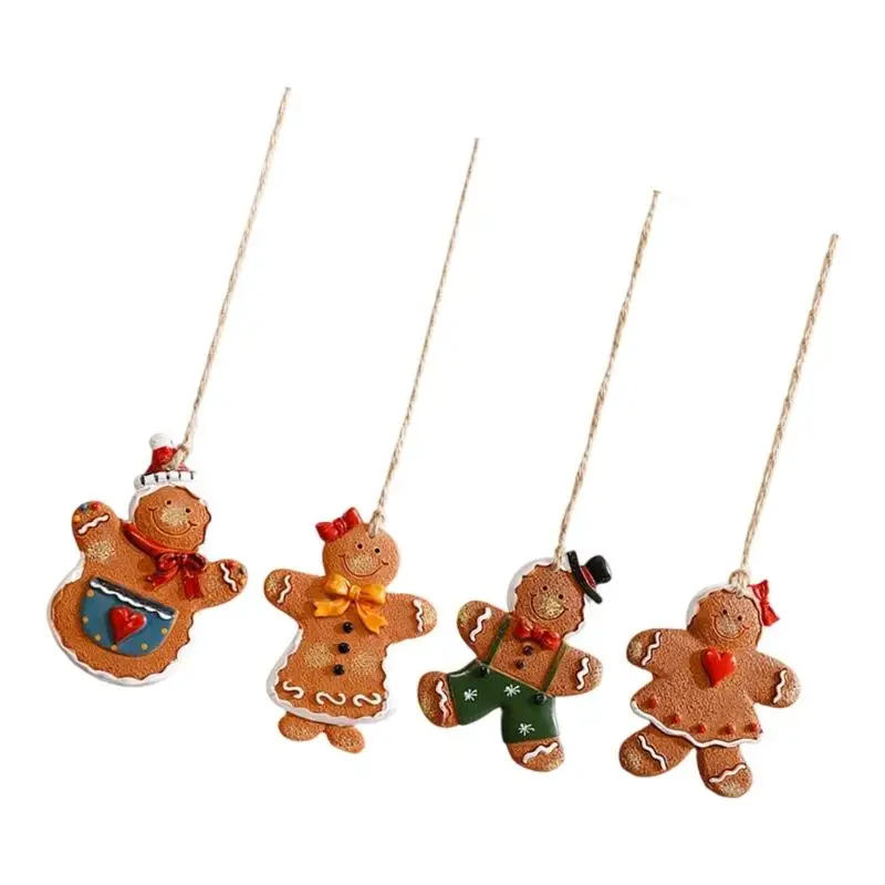 

E8BD Resin Christmas Decoration Santa And Snowman Ornament Holiday Hanging Accent