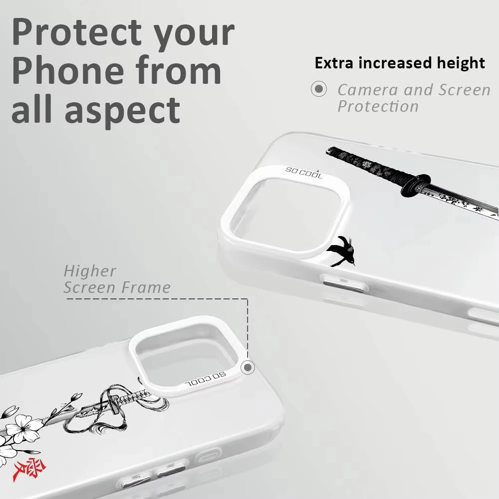 Japan Samurai Sword Fishion Phone Case For iPhone 17 Pro 16 15 14 13 12 11 Pro Max 16 Plus 16E 17 Air Shockproof Back Cover