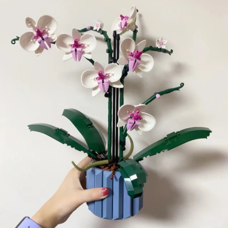 10311 Romantic Orchid Bouquet Building Blocks Home Desk Plant Decoration Assemble Toys Sending Girlfriend Gifts