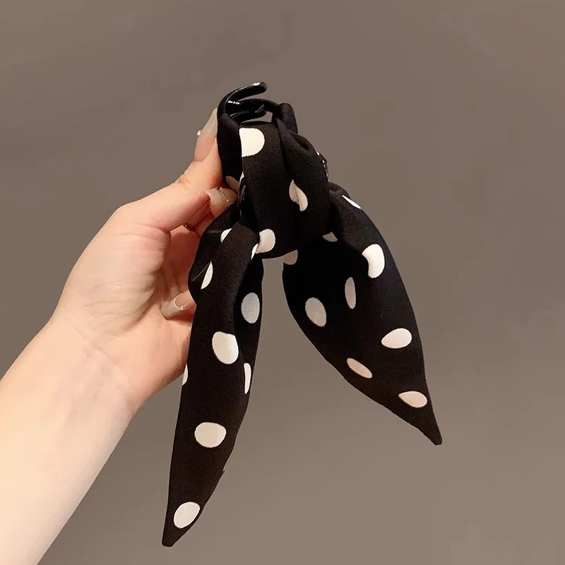 أبيض وأسود البولكا نقطة القوس كليب الساتان دبوس الشعر الكلاسيكي المألوف وأنيق الفتيات إكسسوارات الشعر دبوس الشعر