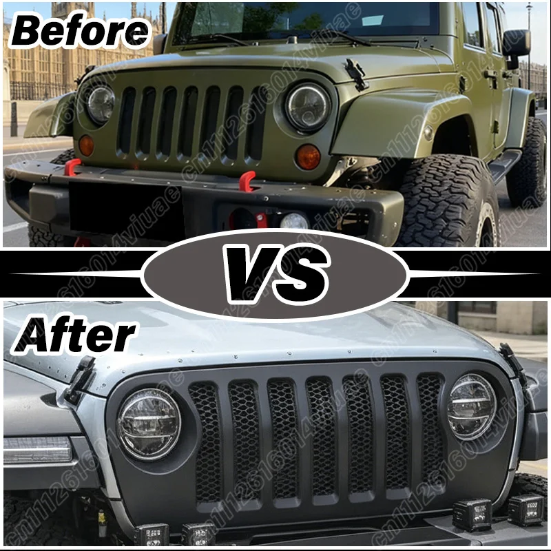 For Jeep Wrangler JK Modified JL 2007-2017 Front Bumper Racing Grille Air Intake Grill Radiator Grid Cover Trim Car Accessories