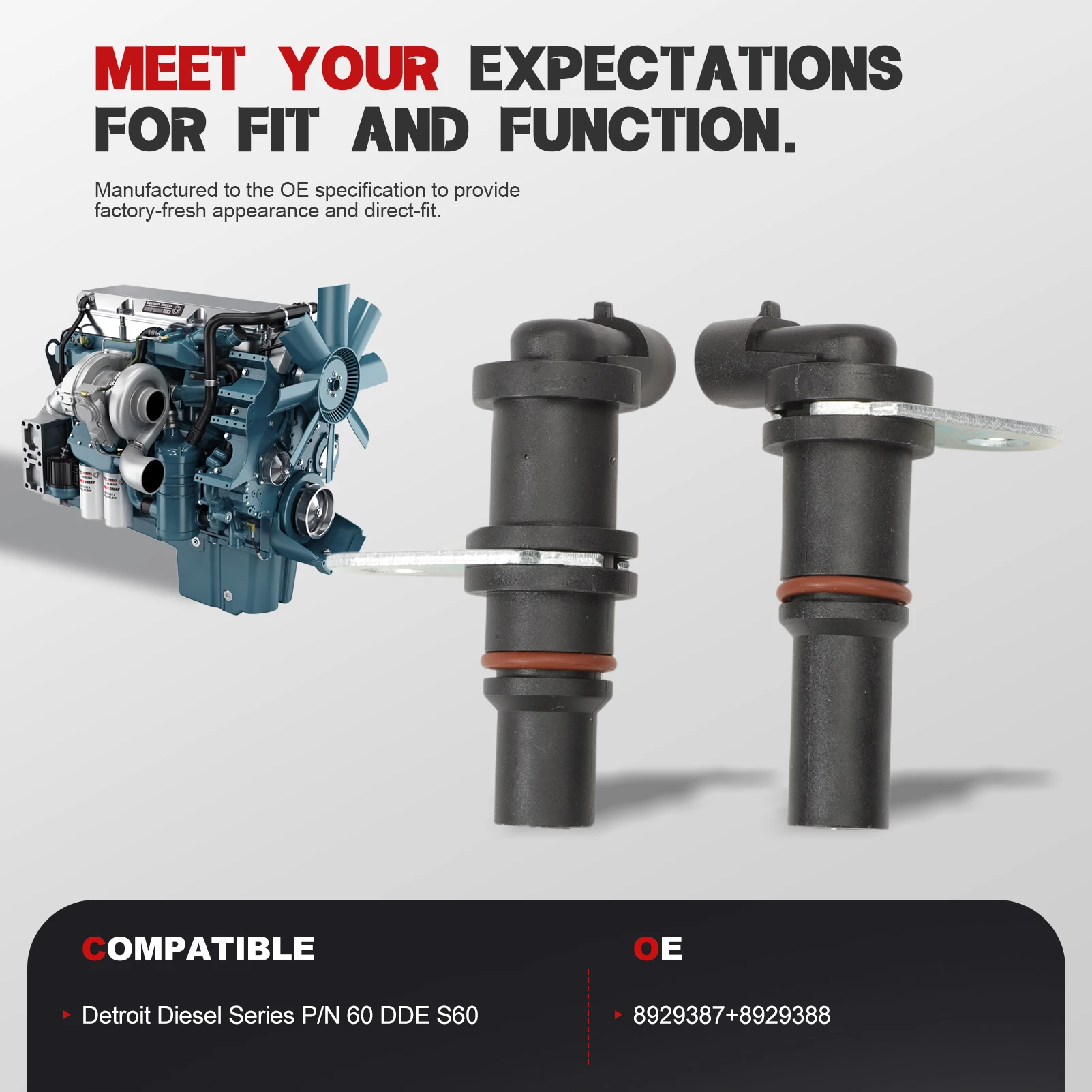 

2PCS 8929387 8929388 Camshaft & Crankshaft Position Sensor for 1994-2007 Detroit Diesel Series P/N 60 DDE S60