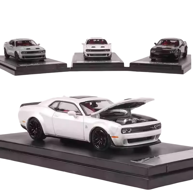 1:64 Dodge Hellcat Challenger SRT diecast alloy model, children's collection of decorative toys, holiday gifts for children.