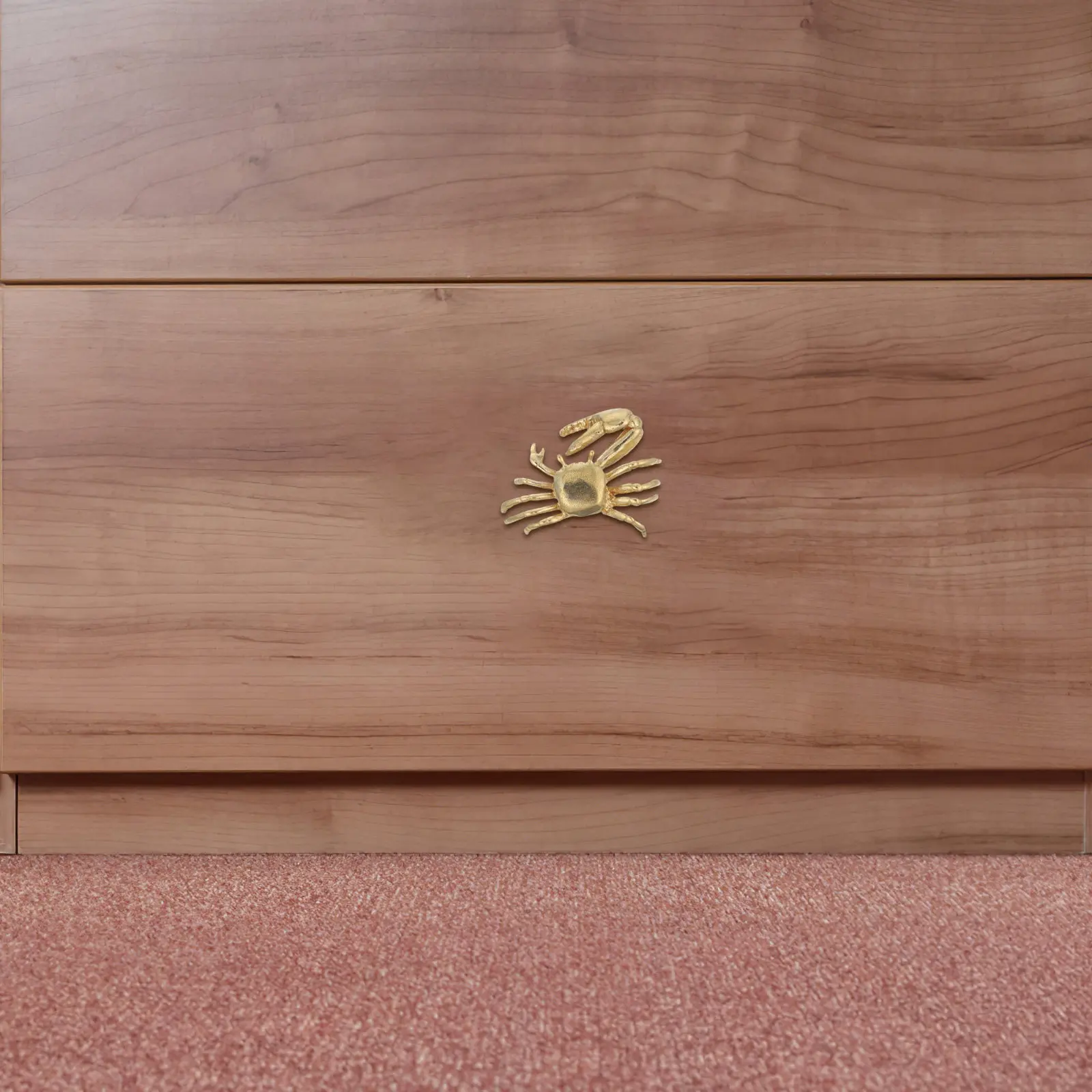 Solid Brass Crab Cabinet Knobs 2 Pack Coastal Drawer Handles Vintage Furniture Hardware for Cabinets