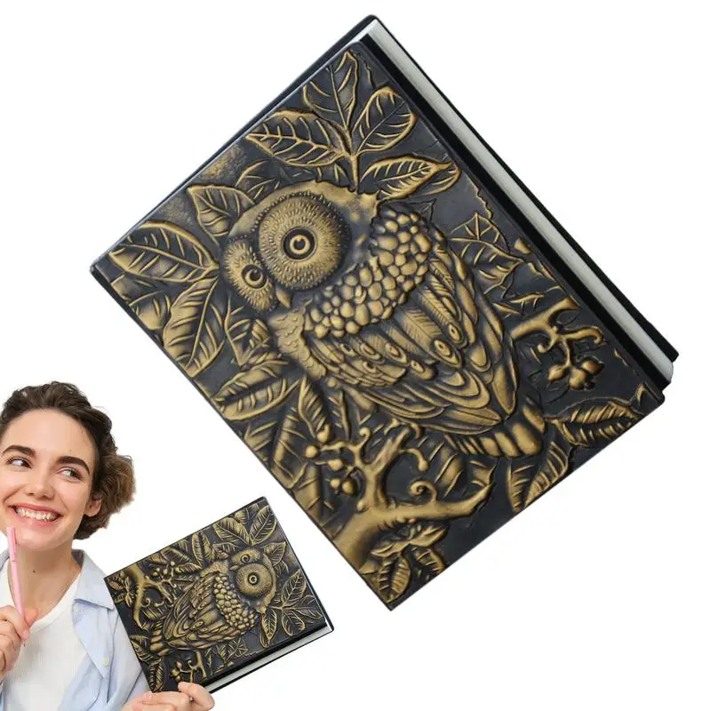 Owl Diary Vintage Journal 3D Embossed Bird Retro Notebook Desk Accessories Unique Cute Owl Holiday Gift For Journaling Ideas