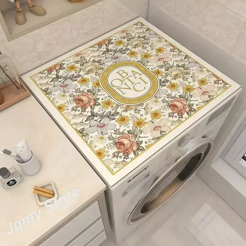 

Retro Printed Washing Machine Cover Refrigerator Dust Pad Microwave Fridge Protector Dry Mats Decorative Table Cloth Home Decor