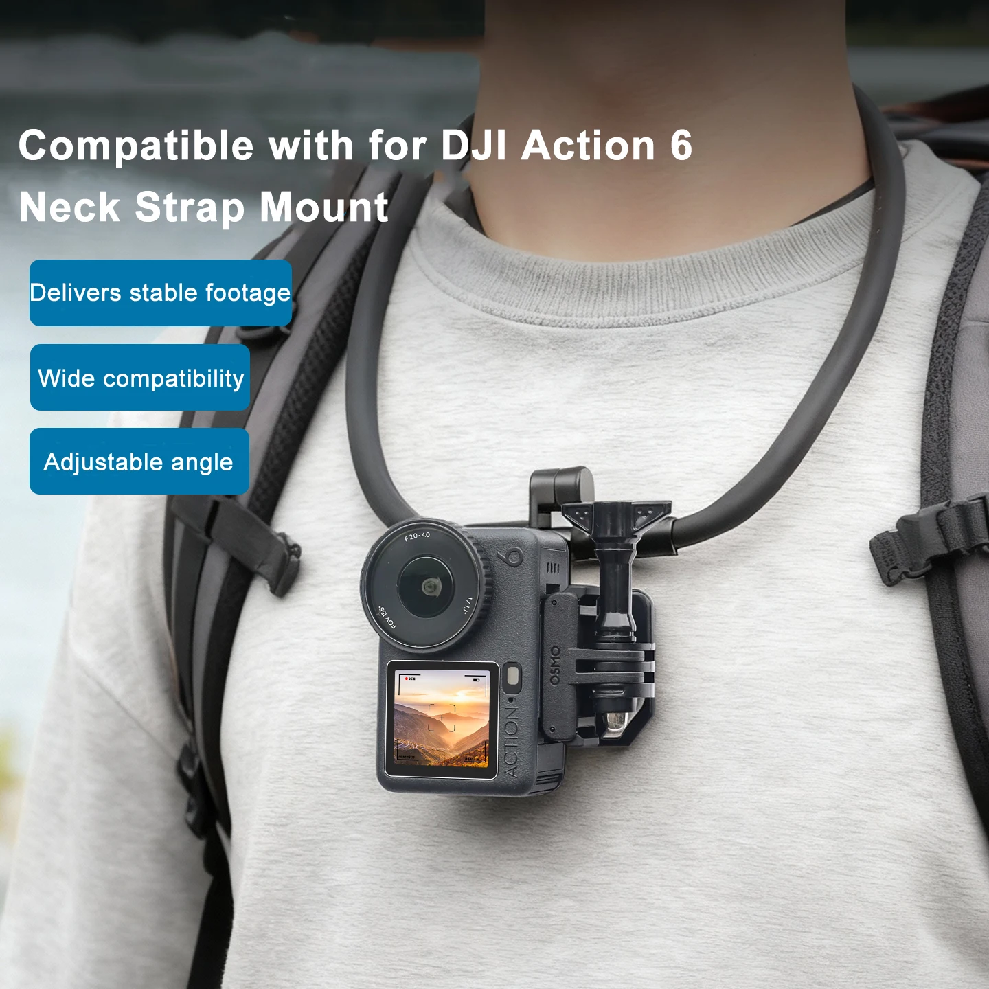 For DJI OSMO ACTION 6 Sports Camera First-Person Chest-Mounted Quick-Release Magnetic Neck Strap Mount