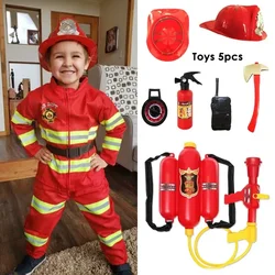 Kids Firefighter Halloween Cosplay Uniform Toys Children Sam Firemen Role Work Clothing Suit Boy Girl Performance Party Costumes