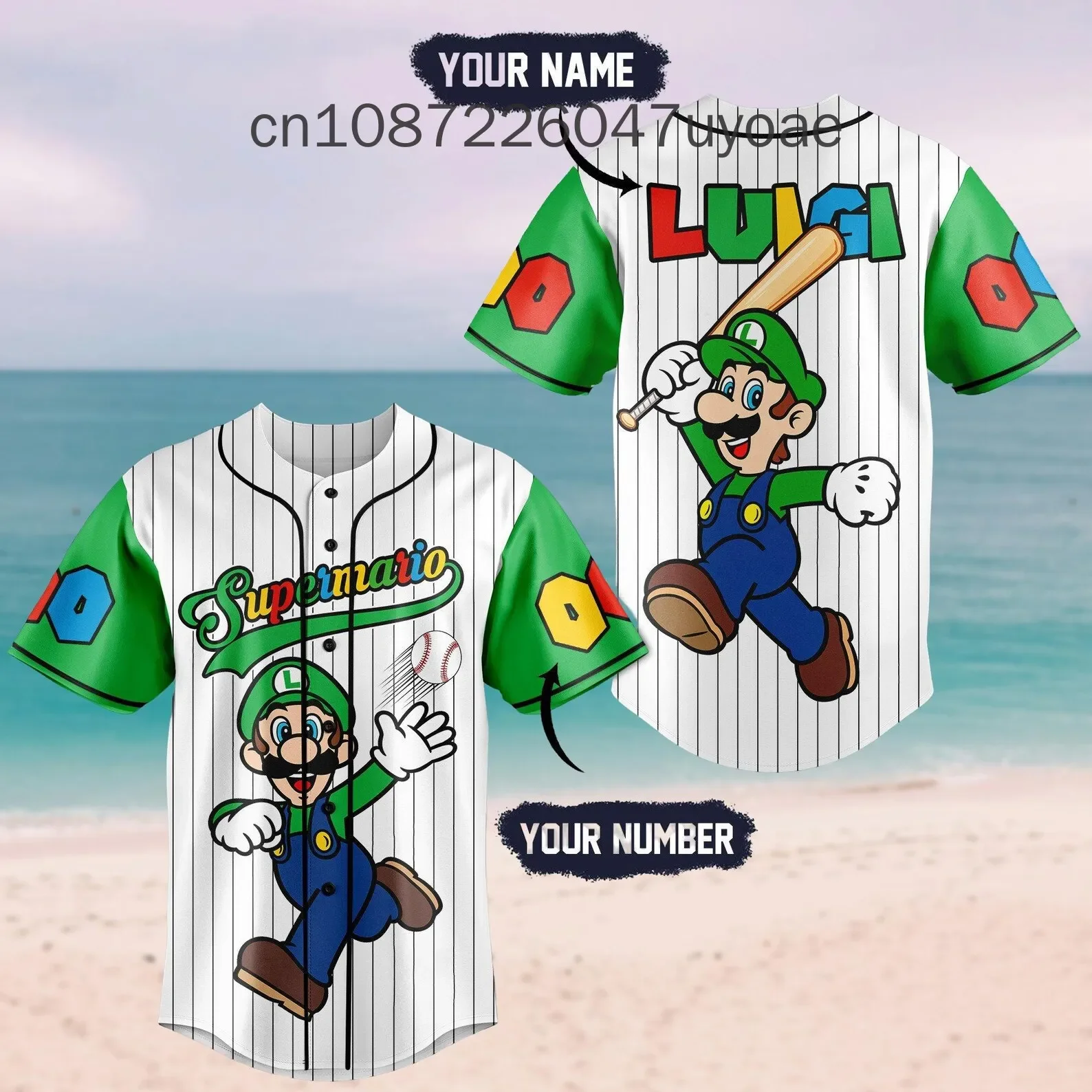 ใหม่ที่กําหนดเองชื่อ Super Mario เสื้อเบสบอลฤดูร้อนผู้ชายและผู้หญิงเด็กเสื้อยืดแขนสั้น
