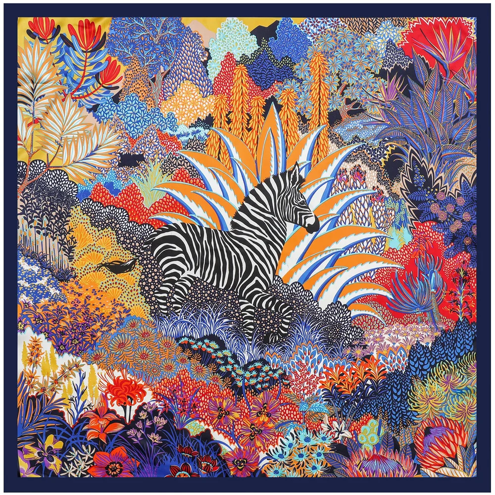 90Cm European New Secret Garden Women's Fashion Decoration Large Square Scarf Silk Scarf Shawl Sunscreen Headscarf Small Scarf