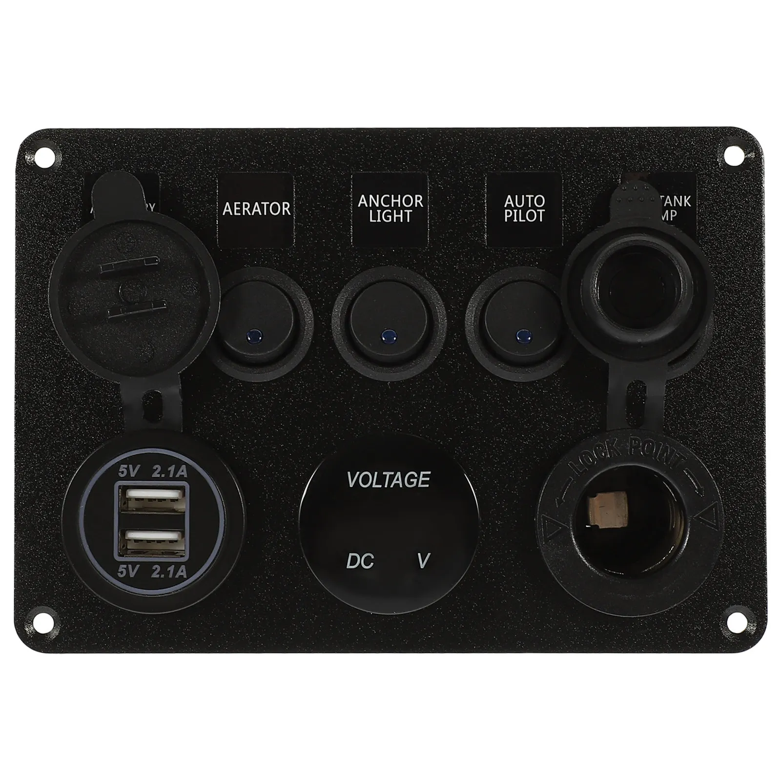 1Pcs Power Management Panel 5-Button Control Double USB Voltmeter for Vehicles Boats Suvs Car Electrical Switch