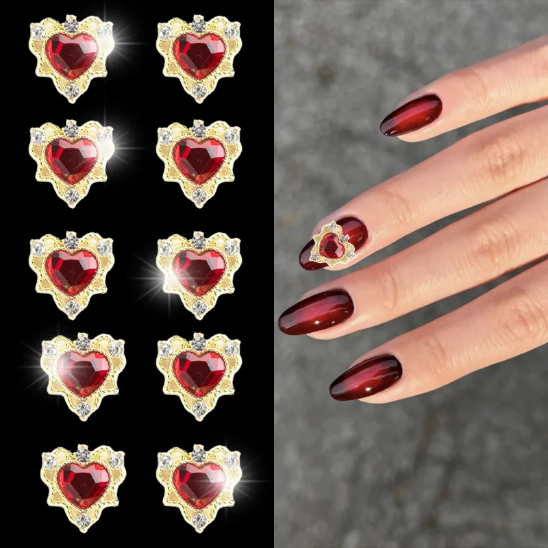 20 stuks luxe kristal kruis hart nagel strass edelsteen goud zilver metaallegering vergulde diamanten bedels voor doe-het-zelf nagelbenodigdheden sieraden