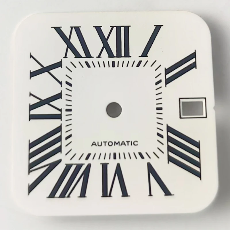 High-end NH35 27mm Santos Square Dial Customizable Logo Dial White/Blue Dial No Luminous Fit NH36 NH38 Movement Watch accessorie