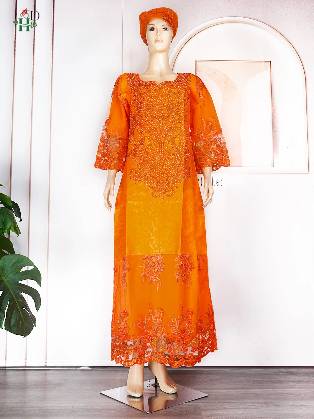 H & D فساتين بازان التقليدية الأفريقية أنيقة للنساء مقاس كبير رداء ماكسي لحفلات الزفاف ثوب مسائي ملابس أفريقيا عمامة نيجيريا #3