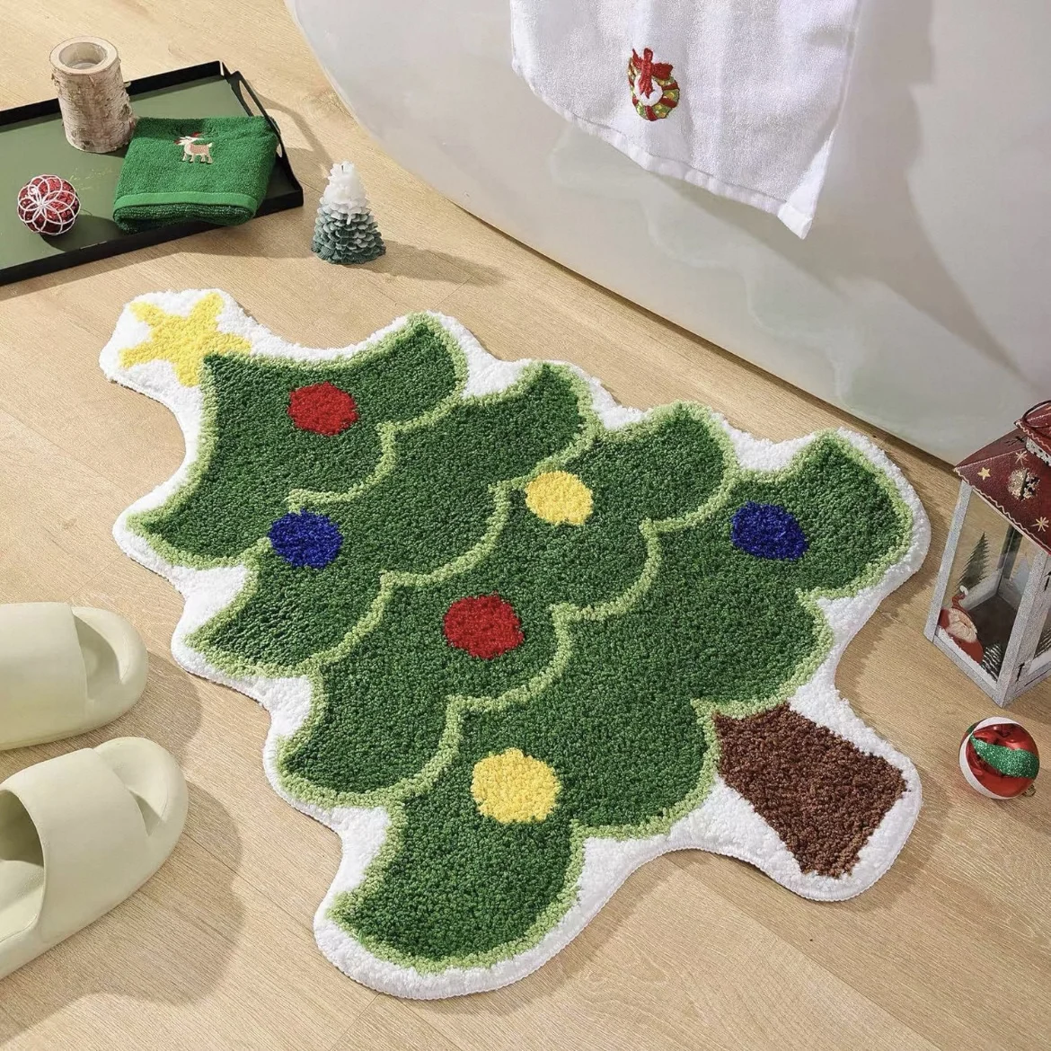 

Бархатный коврик VIKAMA Glowing Tree - Static-Snow ™ Пух для подарочных свай, гипоаллергенный световой декор | Волшебный рождественский дом Accen