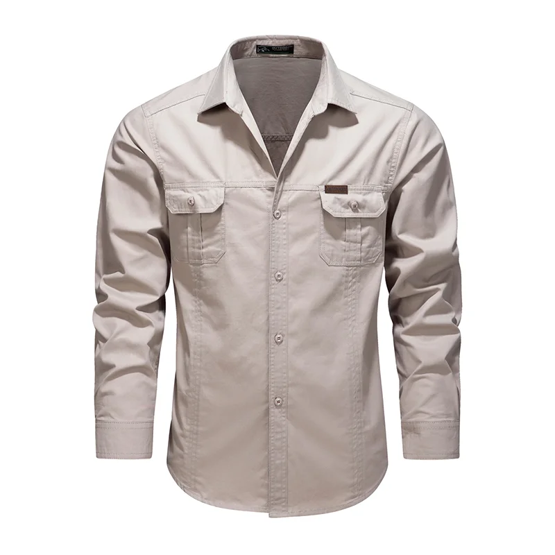 

Мужская рубашка, повседневная и модная универсальная однотонная рабочая рубашка с лацканами
