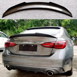 For 2014-2022 Infiniti Q50 Q50L Rear Trunk Ducktail Lip Spoiler Wings Bodykit PSM Style Black Carbon Exterior Accessories Tuning