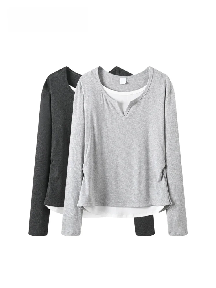 

Casual Long Sve T-irt Women's plus Size Spring New Sle Trendy Age-Defng Top for Plump Sister Sweet Sle Polyester S...