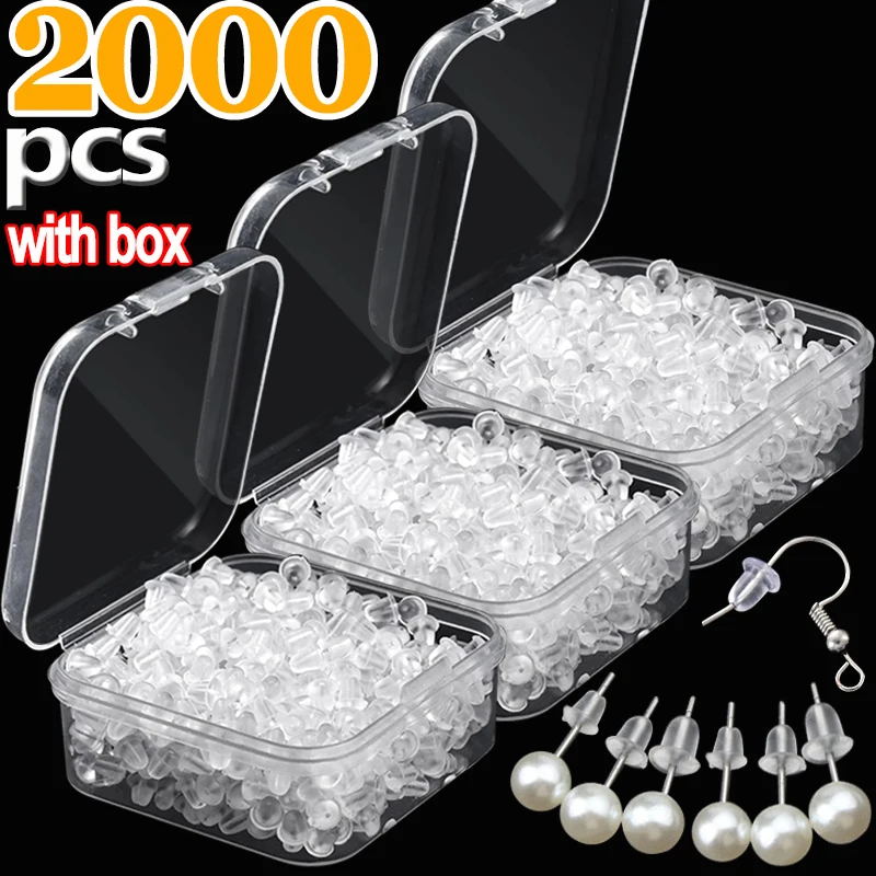 

500/2000pcs Silicone Head Ear Studs Plugs Transparent DIY Earring Findings Anti Falling Stoppers Earstud Ear Stopper Accessories