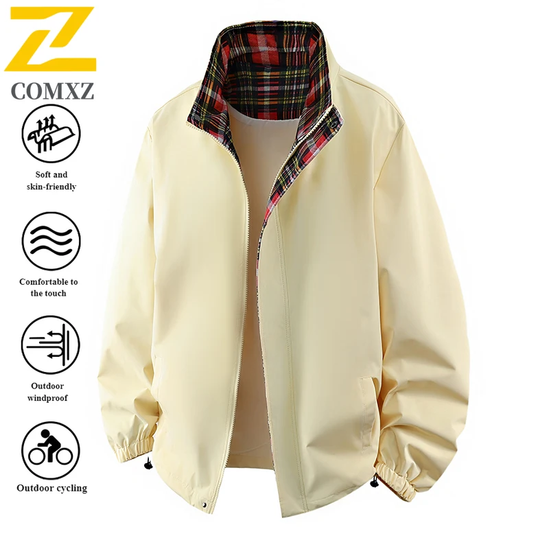

EiAO Windbreaker Plaid Baseball Men Women Vintage Workwear Coat Jackets Waterproof Windproof Loose Fit Outdoor Wear 2025