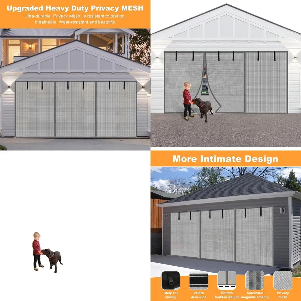 

Сверхмощный магнитный экран для конфиденциальности в гараже на 1 автомобиль, 10x9 футов, серебристо-серый, громкая связь