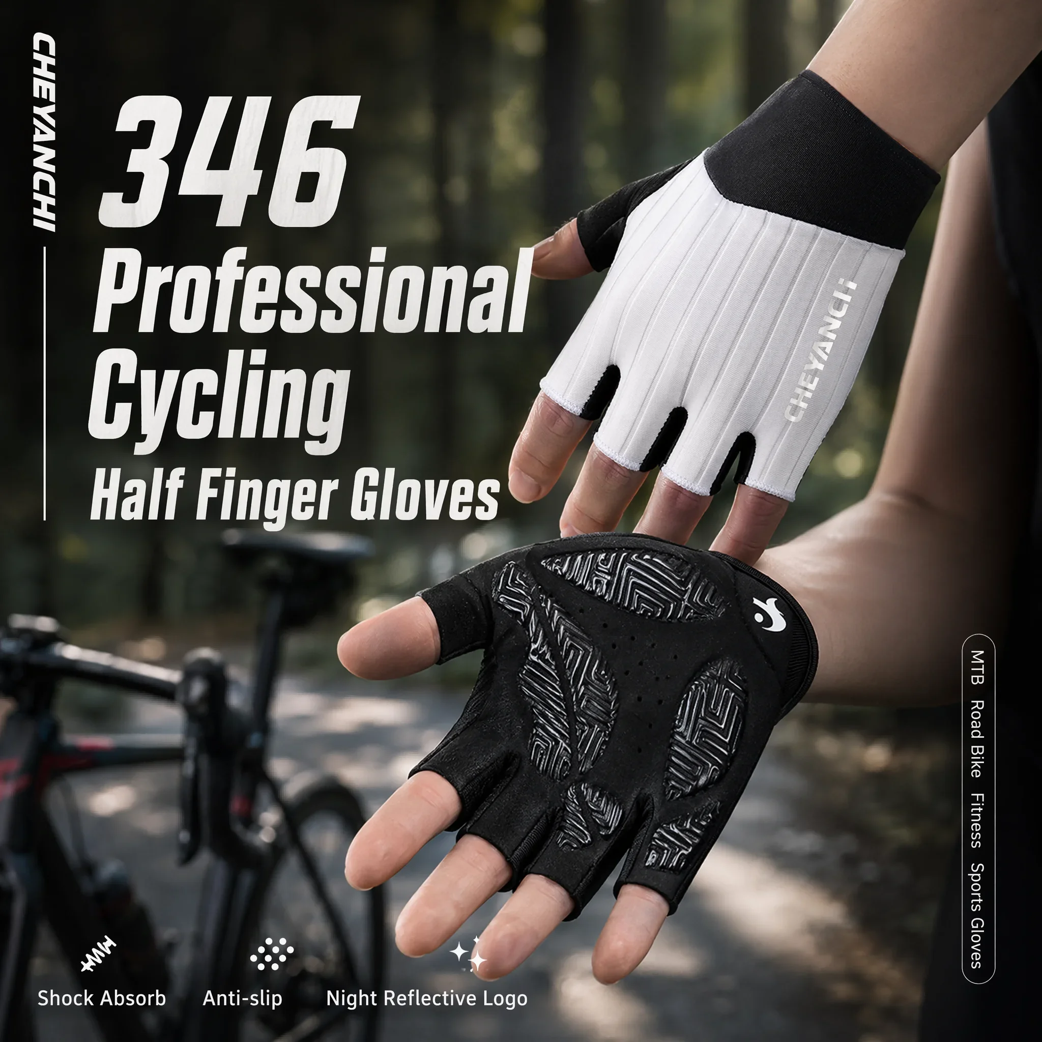 Pro Cycling Gloves Men Women Anti-Slip Gel Pad Breathable Half Finger Summer Bike Riding Gym Fitness Fishing Mitts - Hot Sale