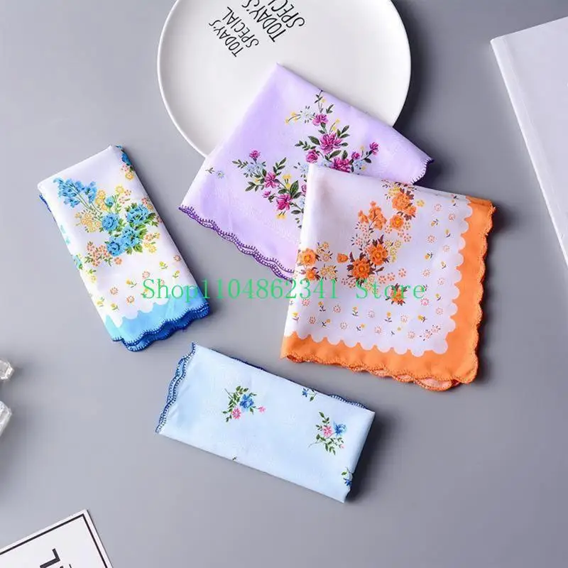 5asd 3x Phụ nữ hoa cổ điển Hoa Handkerchief độc đáo bỏ túi phụ nữ Hanky