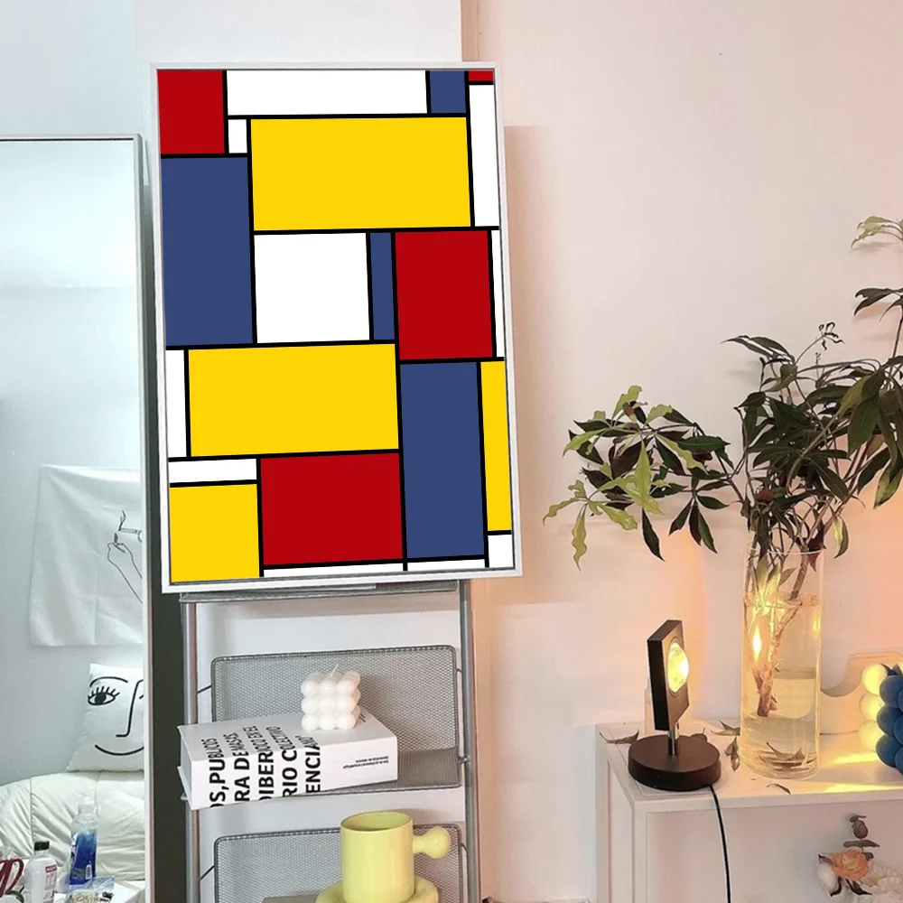 Piet Mondrian Color Poster Sticky HD Quality Wall Art Retro Posters For Home Kawaii Room Decor