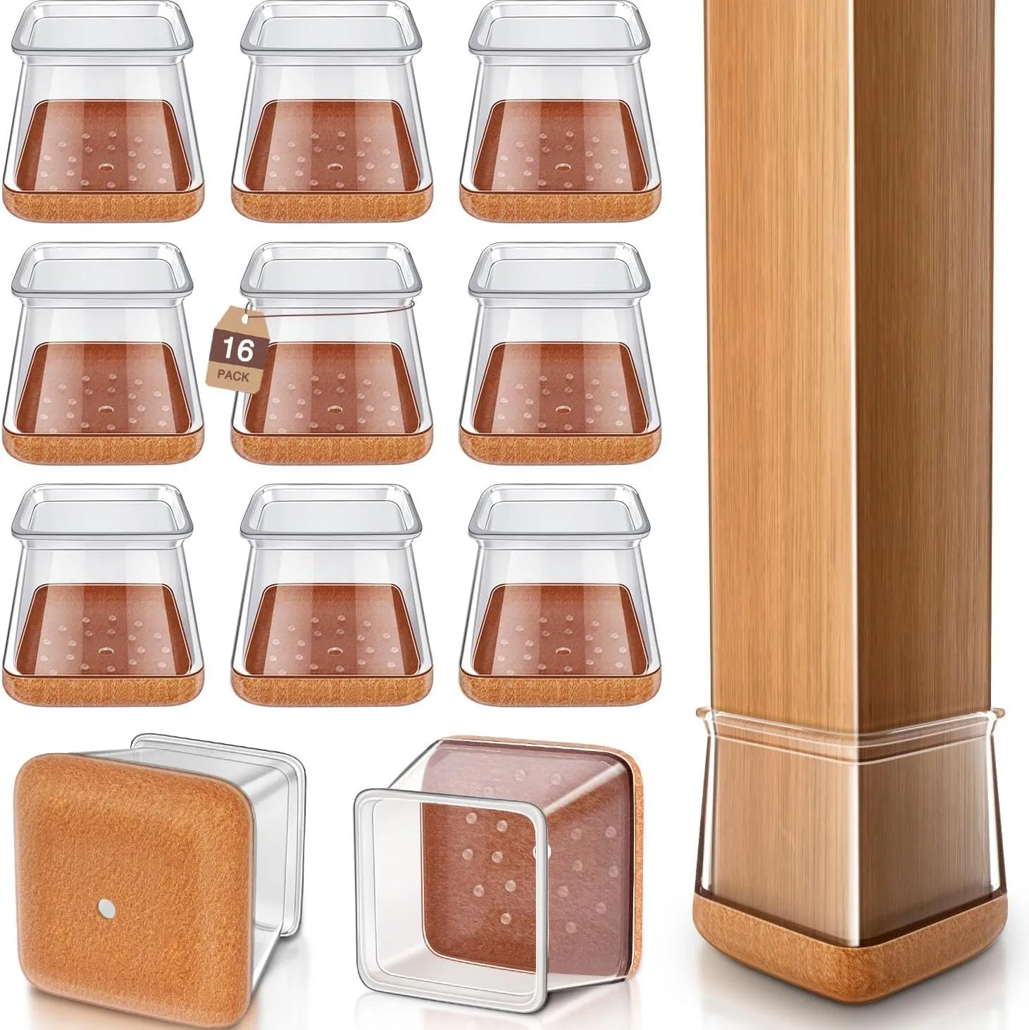 8/16/24 pezzi Protezioni per pavimenti per gambe di sedie per pavimenti in legno, coperture spesse in silicone, resistenti ai graffi e alle riduzione del rumore