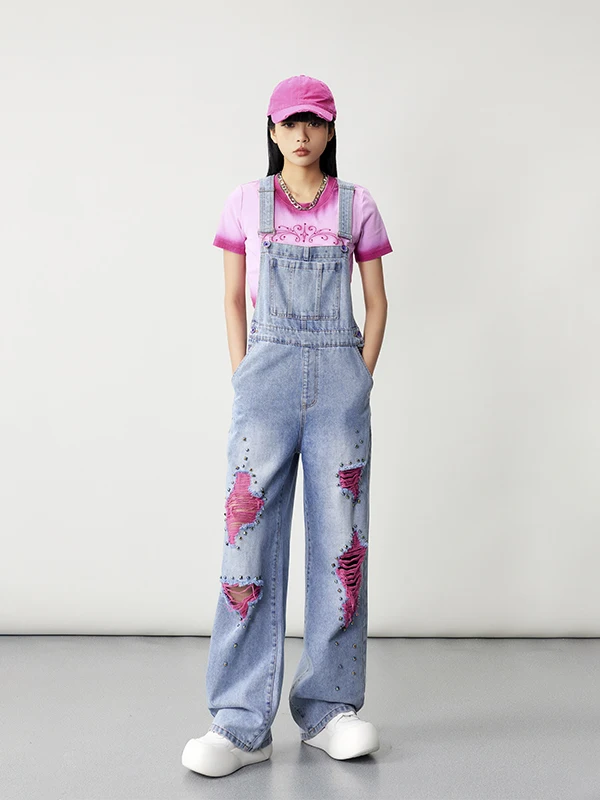 Togula 25 Nowy Amerykański Retro Hot Girl Onesie Damski Luźny Wyszczuplający Modny Top Street Sle Spodnie z Wysokim Stanem Długie Bawełniane