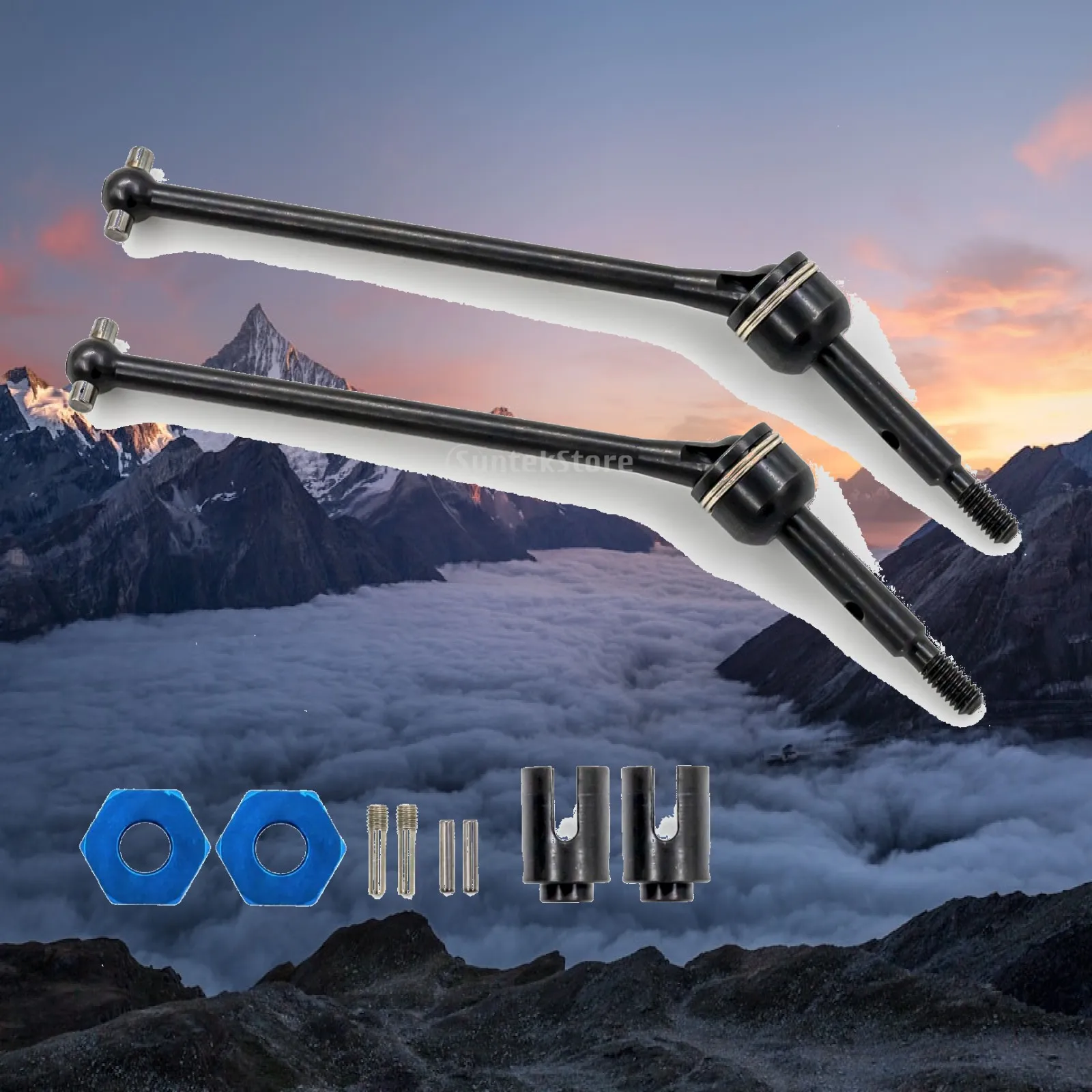 CVD Driveshafts Compact Replacement RC Drivetrain Shafts with Drive Couplers Steel CVD Driveshaft Set with Retaining Rings