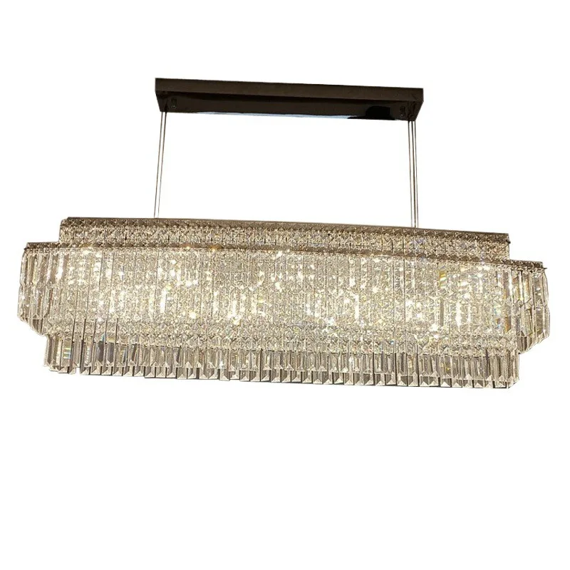 Italian light luxury high-end restaurant chandelier, crystal high-end rectangular front desk dining table bar lighting factory