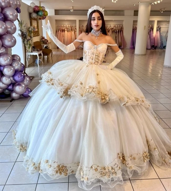 

Пышное платье принцессы Quinceanera, бальное платье с открытыми плечами, тюлевые аппликации, милые платья 16, 15 лет, на заказ