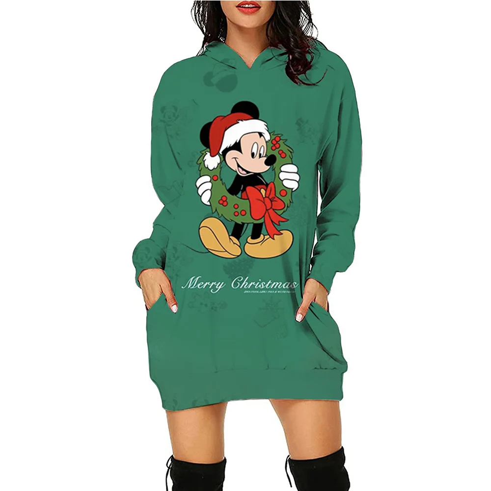 Dress Mickey Dresses Disney Women Minnie Mouse Elegant Women's Party Christmas Long Sleeves Y2k Sweater Dress Cartoon Mini