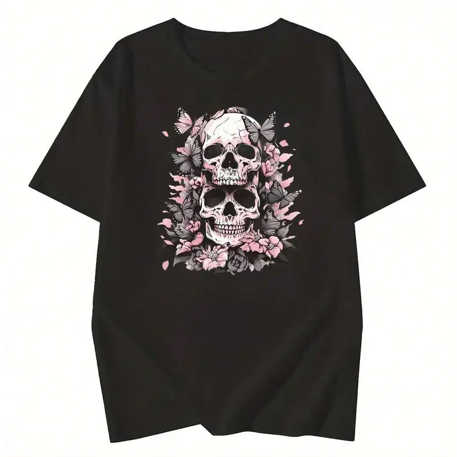 Curvy Fit Plus Size Ladies Print T‑Shirt Round Neck Short Sleeve Comfortable Slightly Elastic Fabric Regular Style Casual Summer Daily Wear Tops