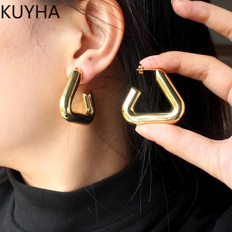 الأوروبية الأمريكية بسيطة شعبية الفولاذ المقاوم للصدأ هندسية الأقراط النساء تنوعا مضلع غرامة أقراط المجوهرات #1