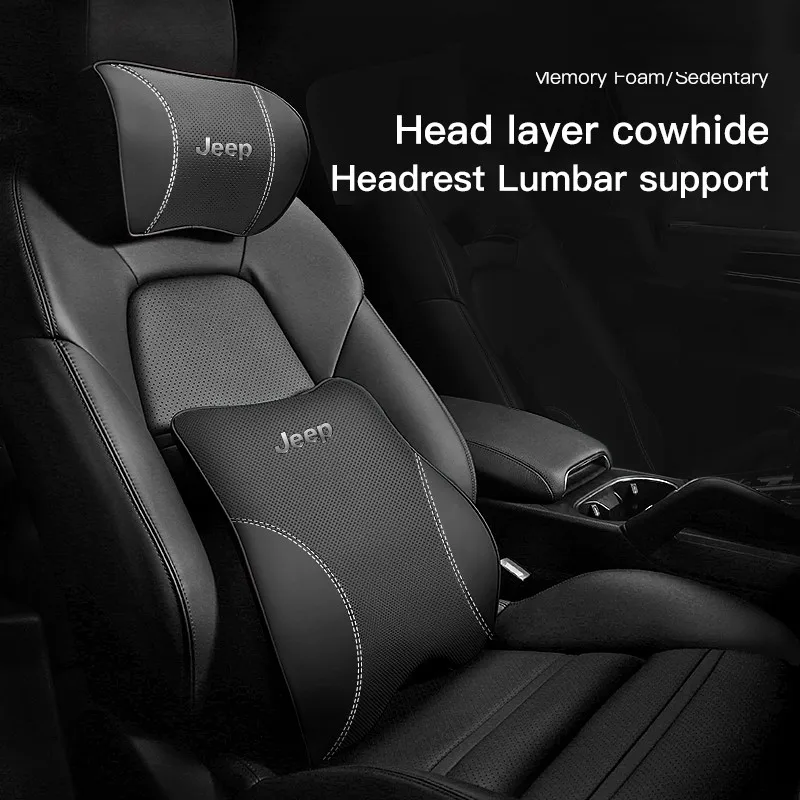 

High-end Leather Car Headrest Waist Pillow Interior Accessories For Jeep Renegade Compass Grand Cherokee Wrangler Patriot