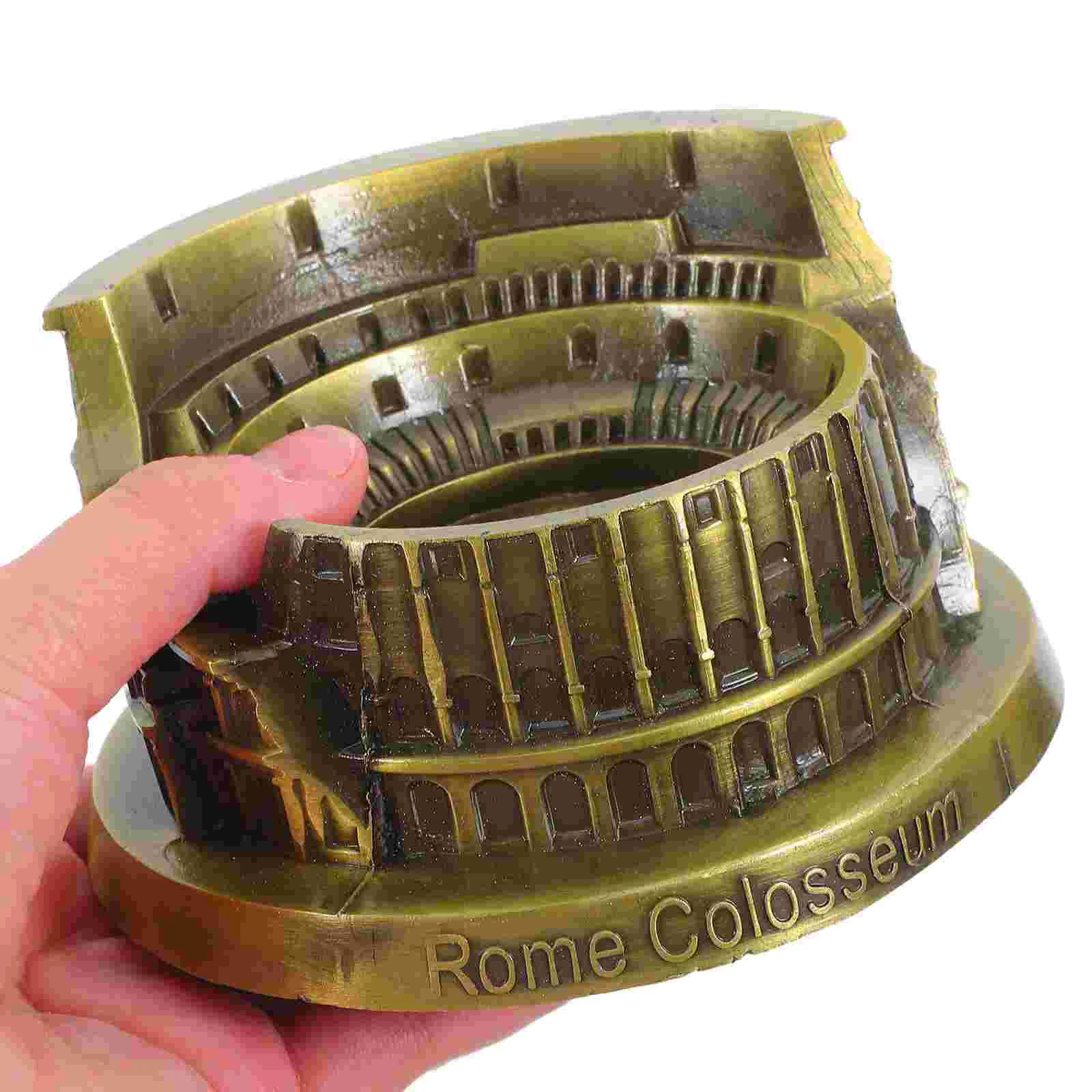 Estatua romana modelo Coliseo, escultura de escritorio, decoración de Roma antigua, edificio en miniatura, arquitectónico de aleación de Zinc
