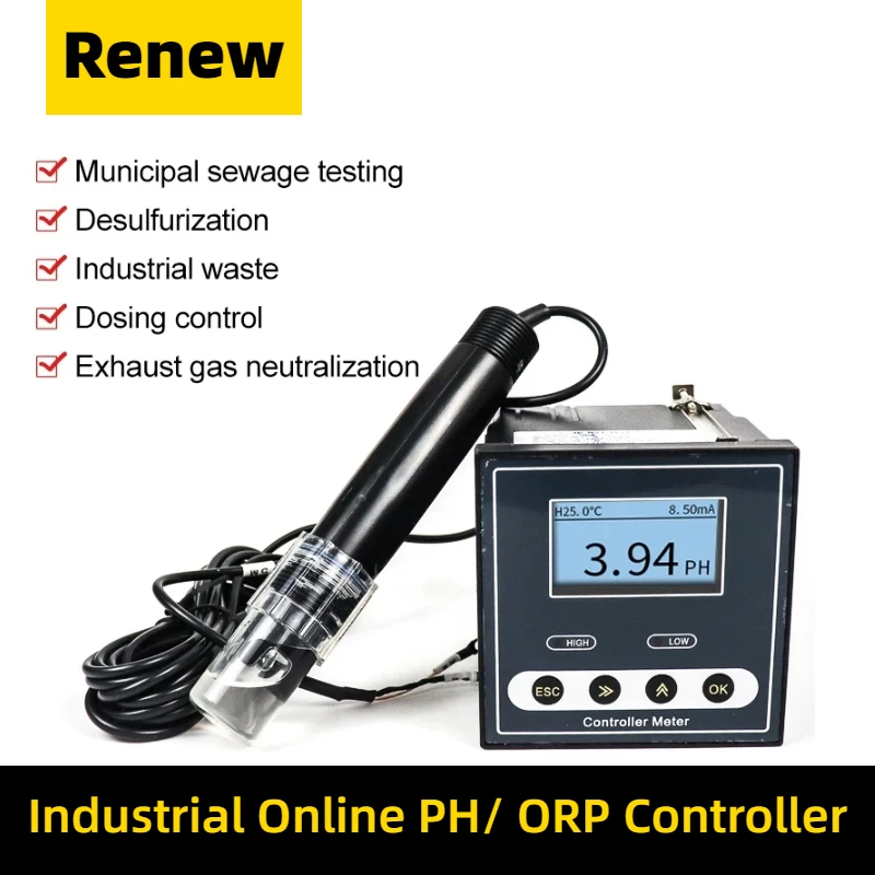 Industrial Online PH Meter PH Controller ORP Sensor Electrode Probe Tester Continuous Measurement Control For Urban Sewage