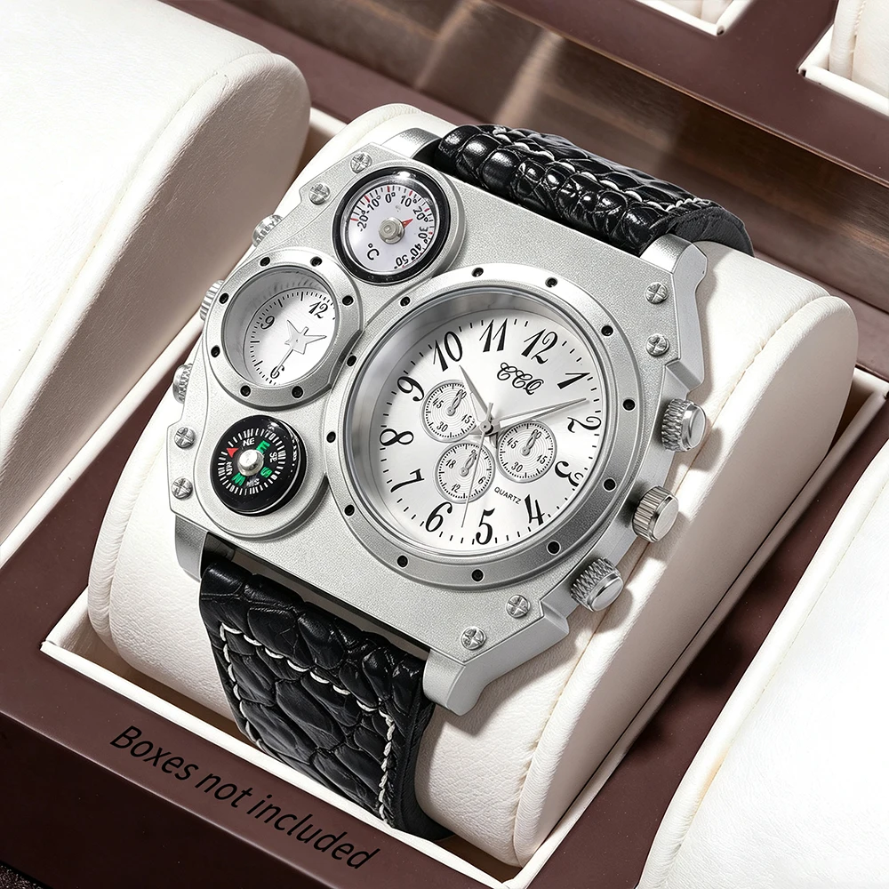 1Pc New Vintage Style Men's Sports Watch, Large Dial Design, Quartz Movement, Classic Style, Suitable for Daily Wear or as a Gift for Special Occasions