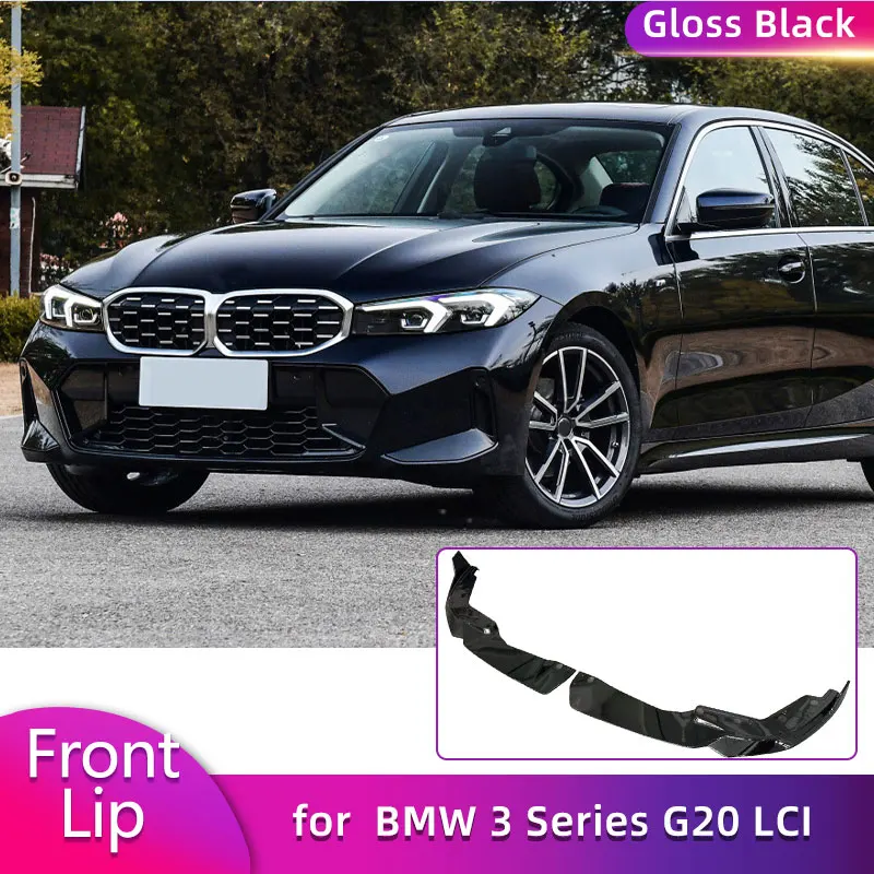 ABS Hochglanz-Schwarz Frontspoilerlippe für BMW 3er G20 LCI M-Sport 2023 2024 Auto-Rennsport Frontlippe Spoilerlippe Karosserie-Kit