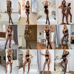 2024 New Fashion Underwear Women Sexy Tight Lingerie Costumes Exotic Erotic Female Fishnet Full Body Stockings Hot Mesh Jumpsuit