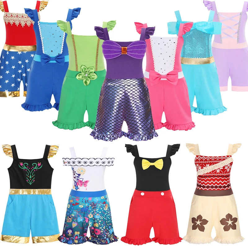 Boys Girls Casual Bodysuits Cosplay Costume Summer Princess Rompers Jumpsuit Princess Cospaly Dress Up Kid Fancy Clothing Outfit