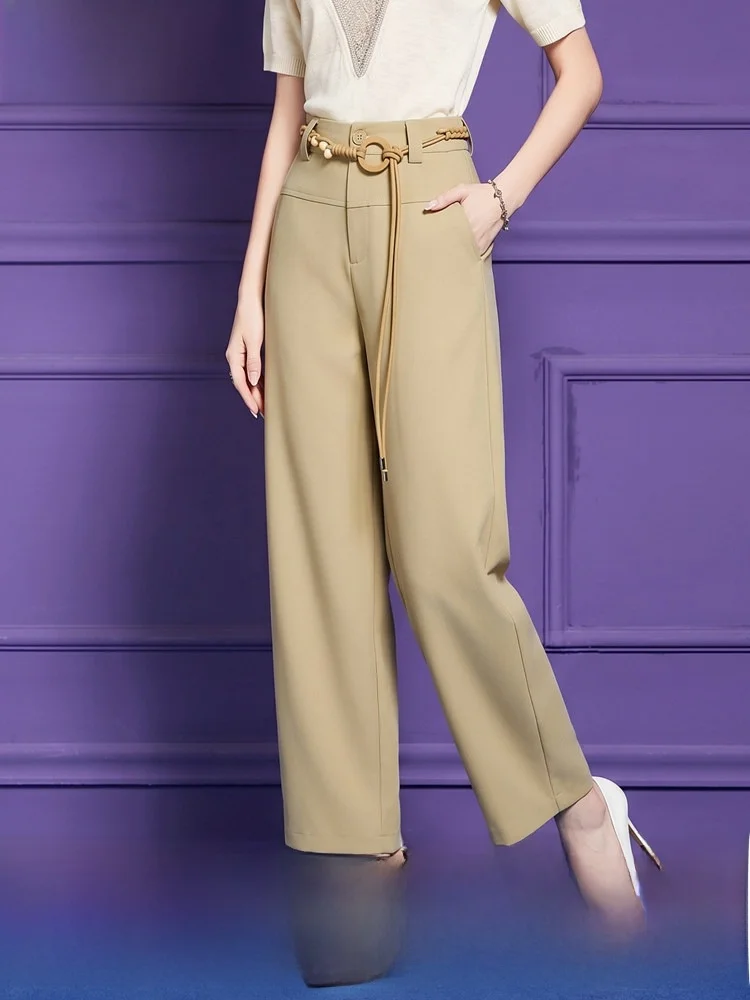 

High Waist Straight Leg Casual Pants Women's Fashion Summer Drapey Commute Wide Leg Pants Loose Fit Casual Trousers