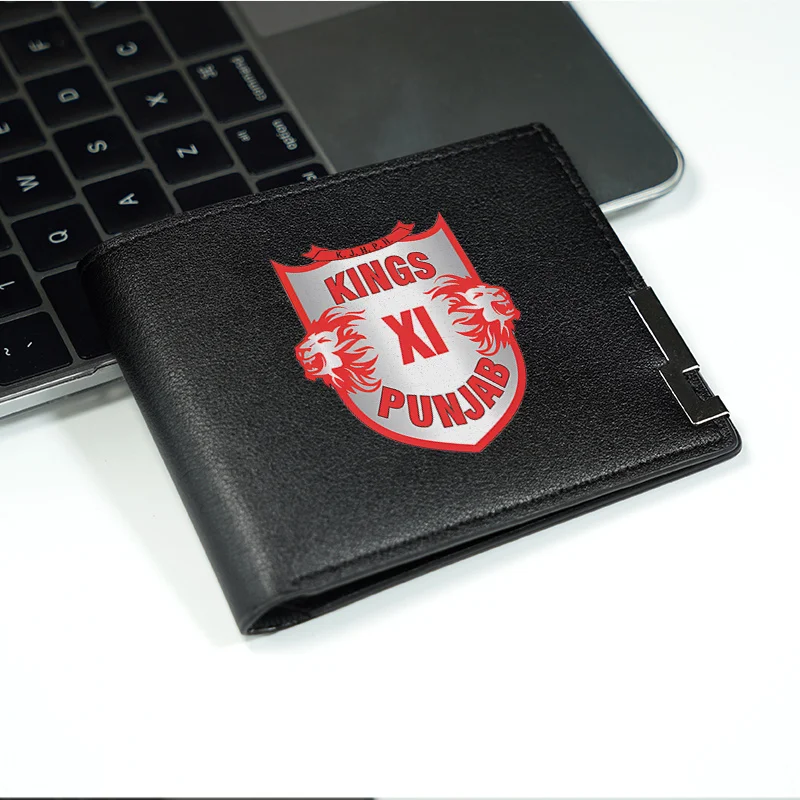 KINGS XI PUNJAB 로고 PU 가죽 지갑 남성용 슬림 비즈니스 스타일 내구성 경량 일상용 패션 액세서리