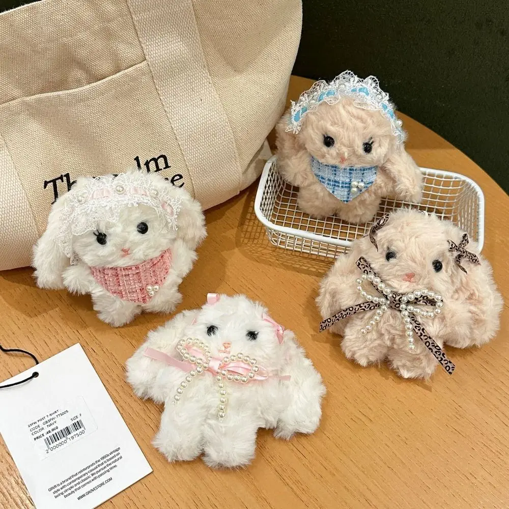 New Cartoon Rabbit Plush Doll Key Chain Bowknot Stuffed Rabbit Bag Pendant Lolita Plush Key Ring