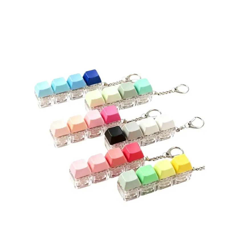 4-Tasten-Tastenkappen-Tastatur-Fidget-Schlüsselanhänger, Stressabbau-Fidget-Clicker-Spielzeug, Dekompressions-Spielzeug, Taschenanhänger – Detail 8