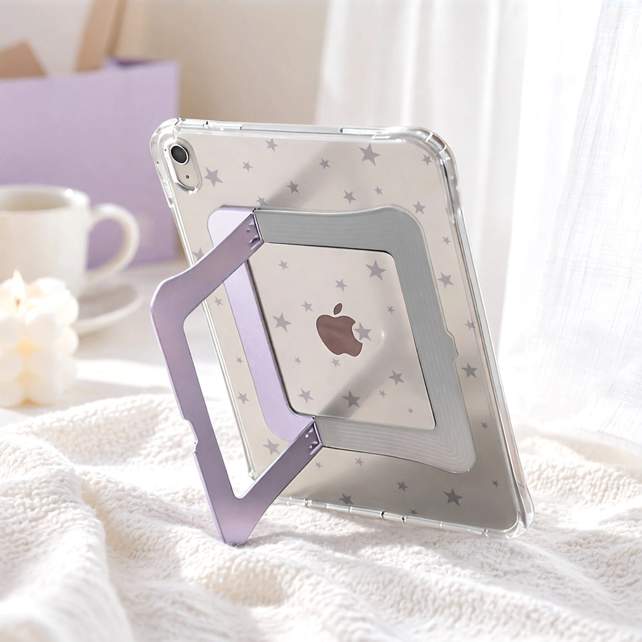 Purple Star Foldable Stand Cover For iPad Pro 13 11th M5 M4 12.9 A16 11 12th Air 5 7 8 M2 M3 Mini Tablet Clear Shockproof Case